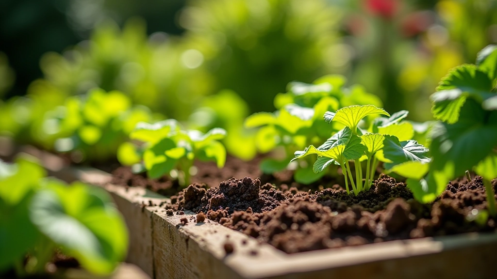 Raised garden beds with vegetables growing in Irish garden