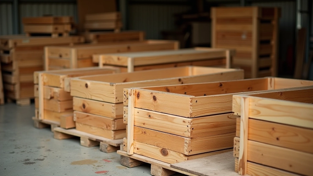 Raised garden bed kit components in storage